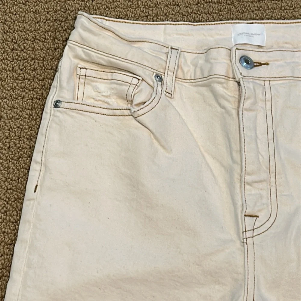 Jonathan Simkhai River High Rise Straight Leg Jeans in Ecru 32 Distressed - Picture 3 of 15